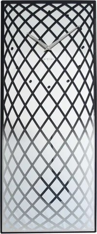 Wandklok 30x70 cm, glas/spiegel, zilver