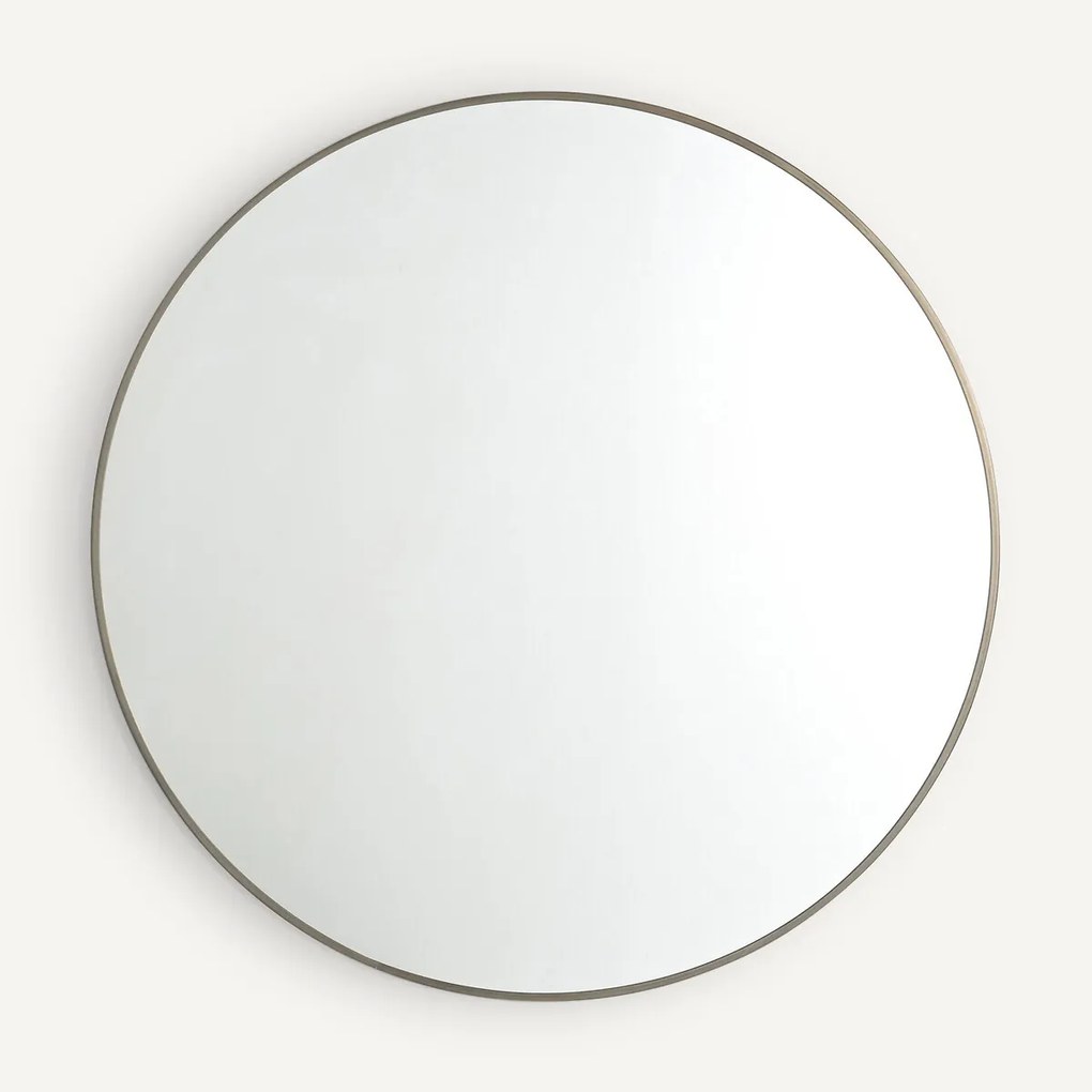 Spiegel in staal metaal met verouderde messing afwerkingØ100 cm Caligone