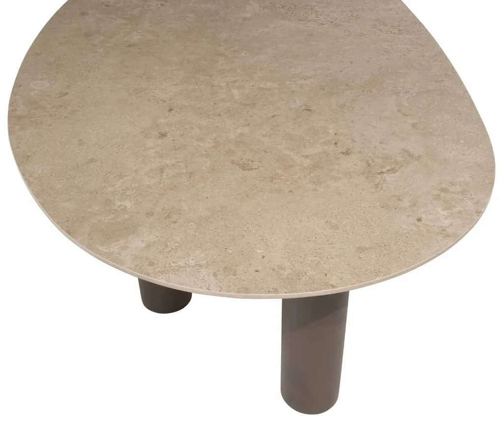 4 Seasons Outdoor Arizona tafel met kiezelvormig keramisch blad in zandkleur 240 x 120 cm Tuintafel bruin weerbestendig