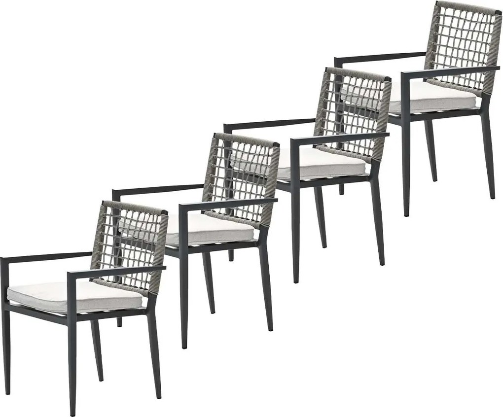 Garden Impressions Burela tuinstoel taupe - 4 stuks