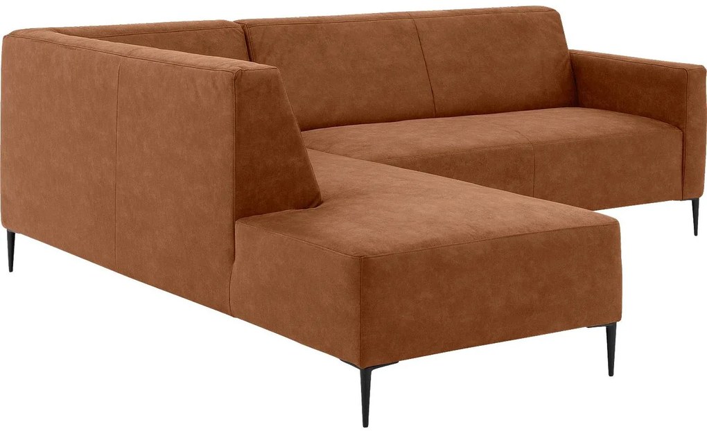 Goossens  Key West cognac, micro leer, 2,5-zits, modern design met ligelement links