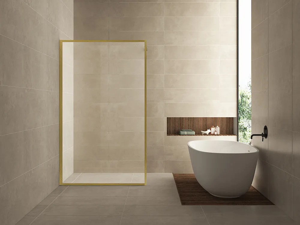 Mueller Square inloopdouche 100x200cm helder glas met nano-coating geborsteld messing