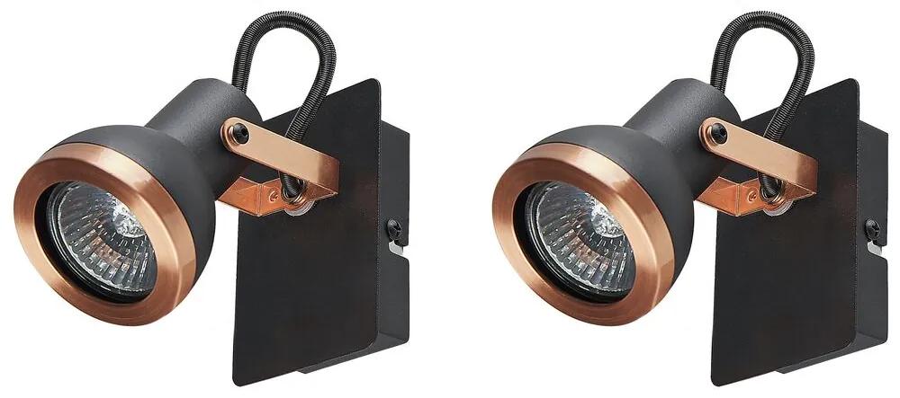 Set van 2 metalen wandlampen zwart en koper BARO Beliani