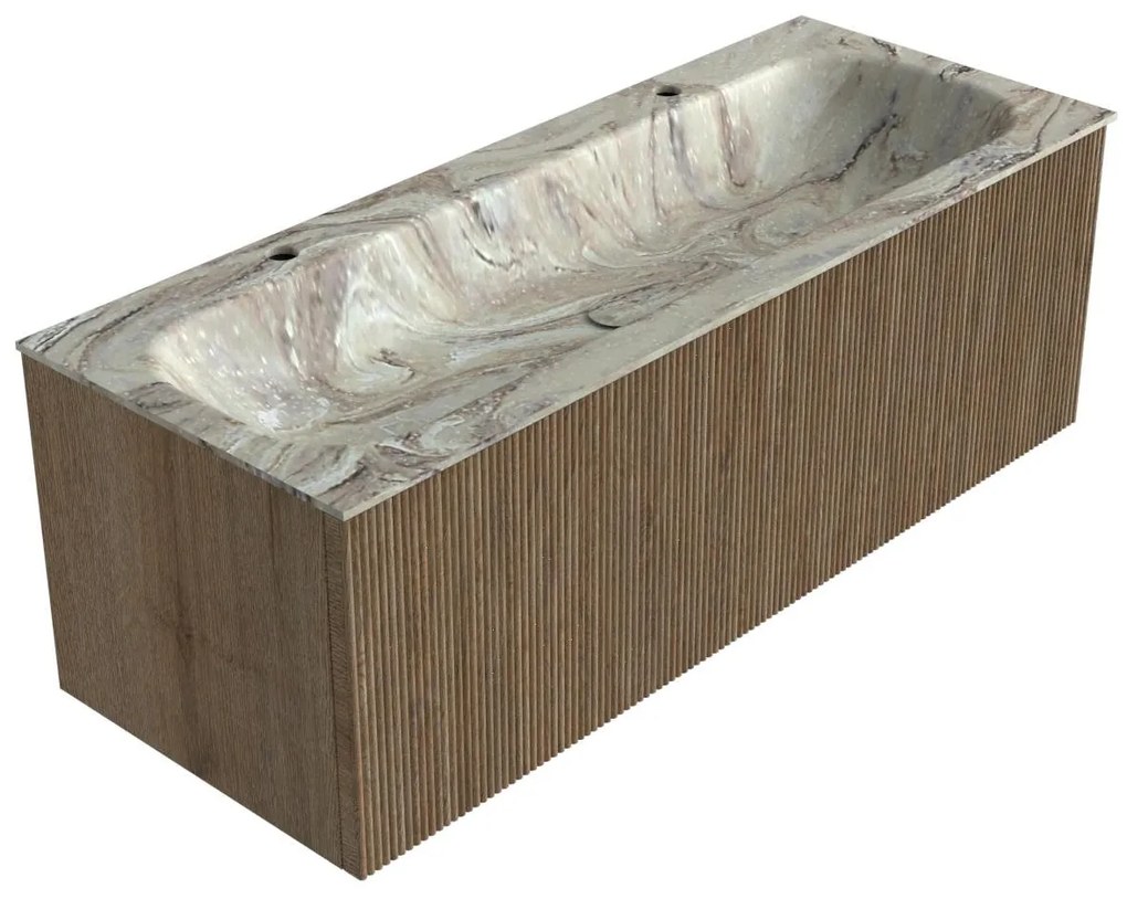 Mondiaz Kurve-dlux 120cm badmeubel dusk met 1 lade en wastafel big large midden 2 kraangaten glace