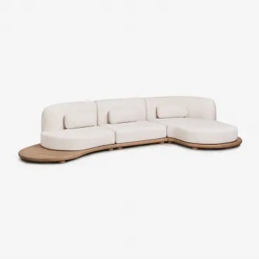 3-delige Modulaire Tuinbank Met Chaise Longue Rechts Van Acaciahout Gerard Lichte Acaciekleur - Sklum