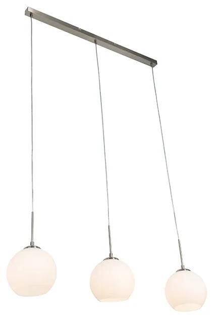 QAZQA Eettafel / Eetkamer Moderne hanglamp 3-lichts staal - Eloy Modern E27 Binnenverlichting Lamp