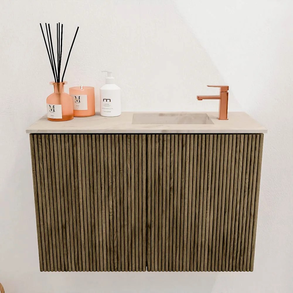 Mondiaz Joya DLux 60cm toiletmeubel dusk met wastafel faye rechts 1 kraangat frappe