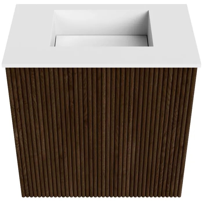 Mondiaz Joya 40cm toiletmeubel walnut met wastafel faye midden zonder kraangat talc