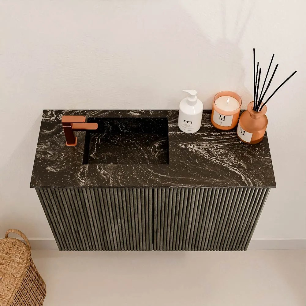 Mondiaz Joya DLux 60cm toiletmeubel shadow met wastafel faye links 1 kraangat lava