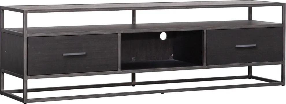 Eleonora TV-meubel 'Hudson' 185cm, Acaciahout en metaal, kleur zwart