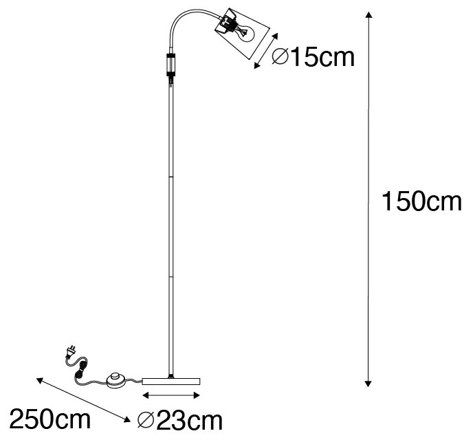Moderne vloerlamp zwart met goud - Carmen
