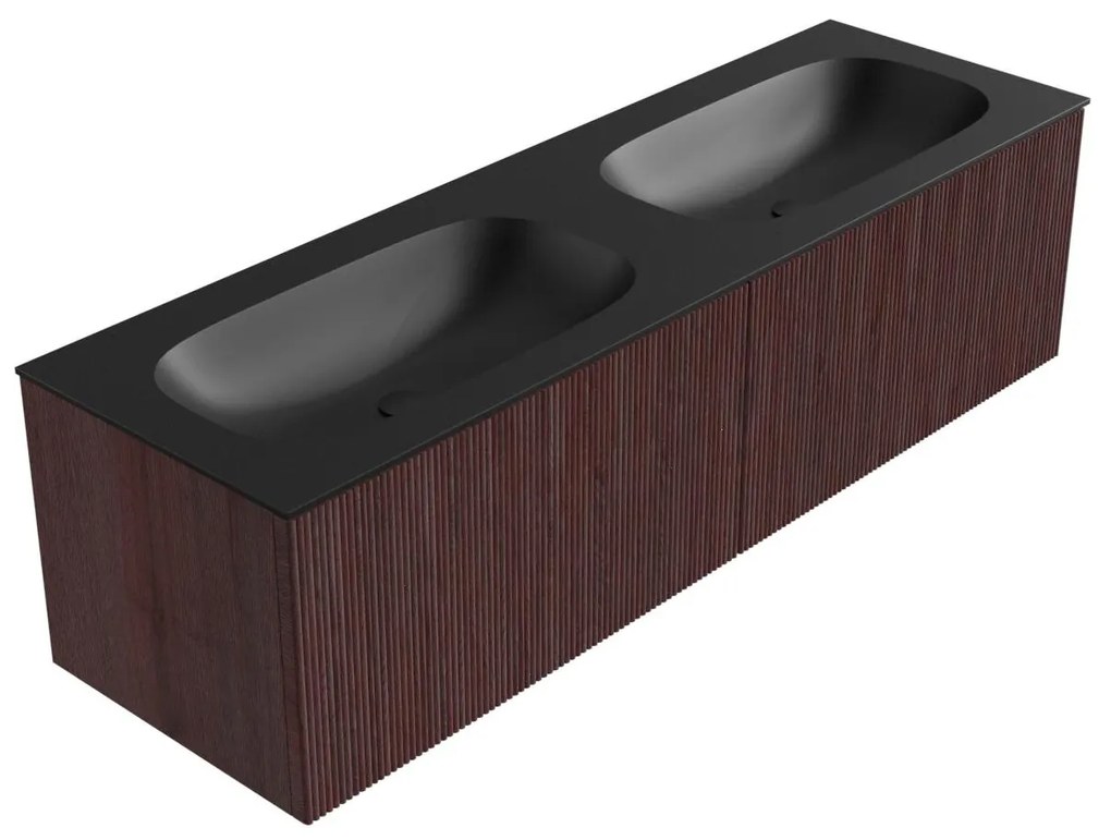 Mondiaz Kurve 150cm badmeubel ruby met 2 lades en wastafel big small dubbel zonder kraangat urban