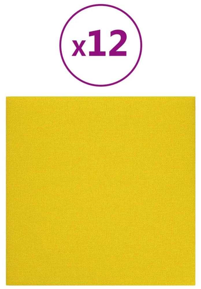 vidaXL Wandpanelen 12 st 1,08 m² 30x30 cm stof geel