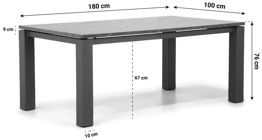 Dining Tuintafel rechthoekig 180 x 100 cm Grijs Alaska