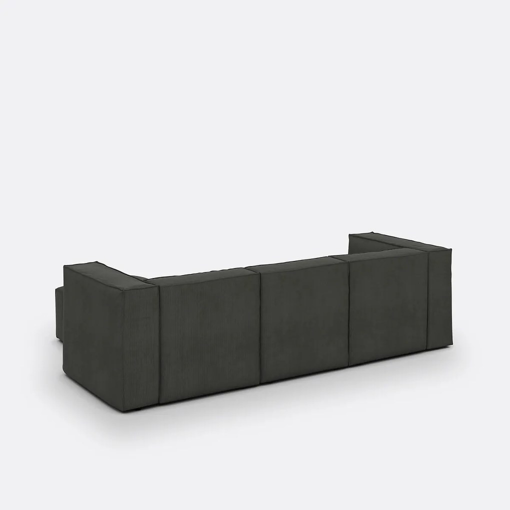 Modulaire bank, 3-zit en 1 poef, ribfluweel Seven