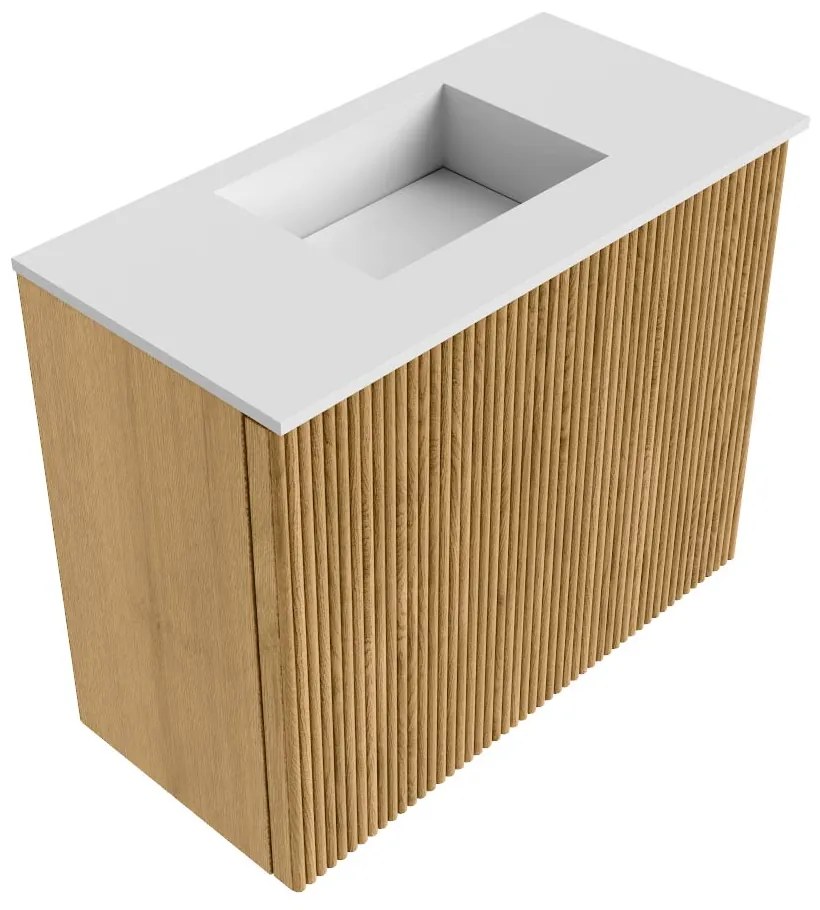 Mondiaz Joya 50cm toiletmeubel oak met wastafel faye midden zonder kraangat talc