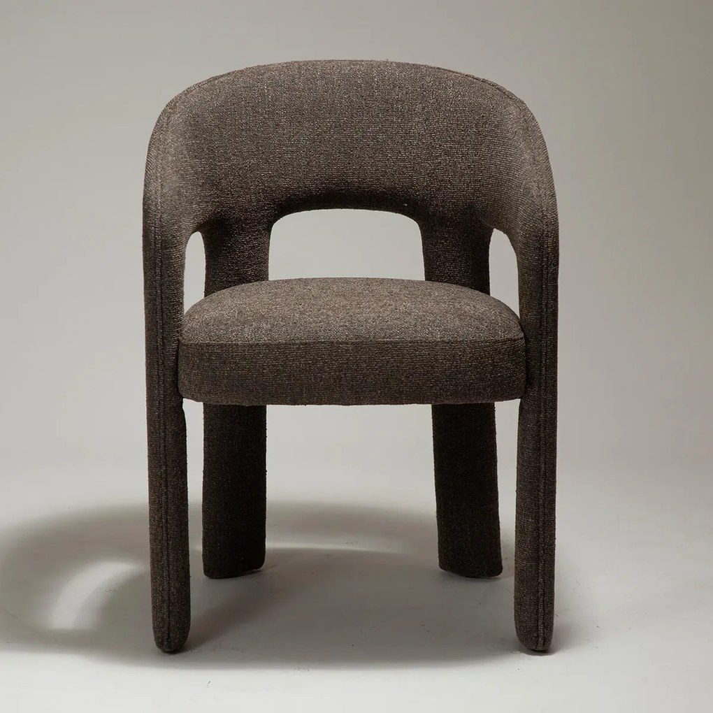 Dan-Form Splendor Bruine Boucle Eetkamerstoel Volledig Gestoffeerd