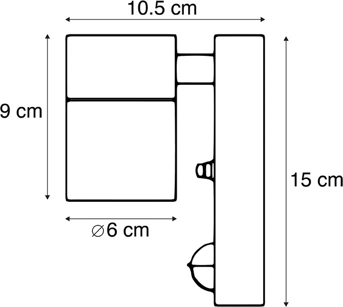 Buitenwandlamp staal IP44 met bewegingssensor - Solo