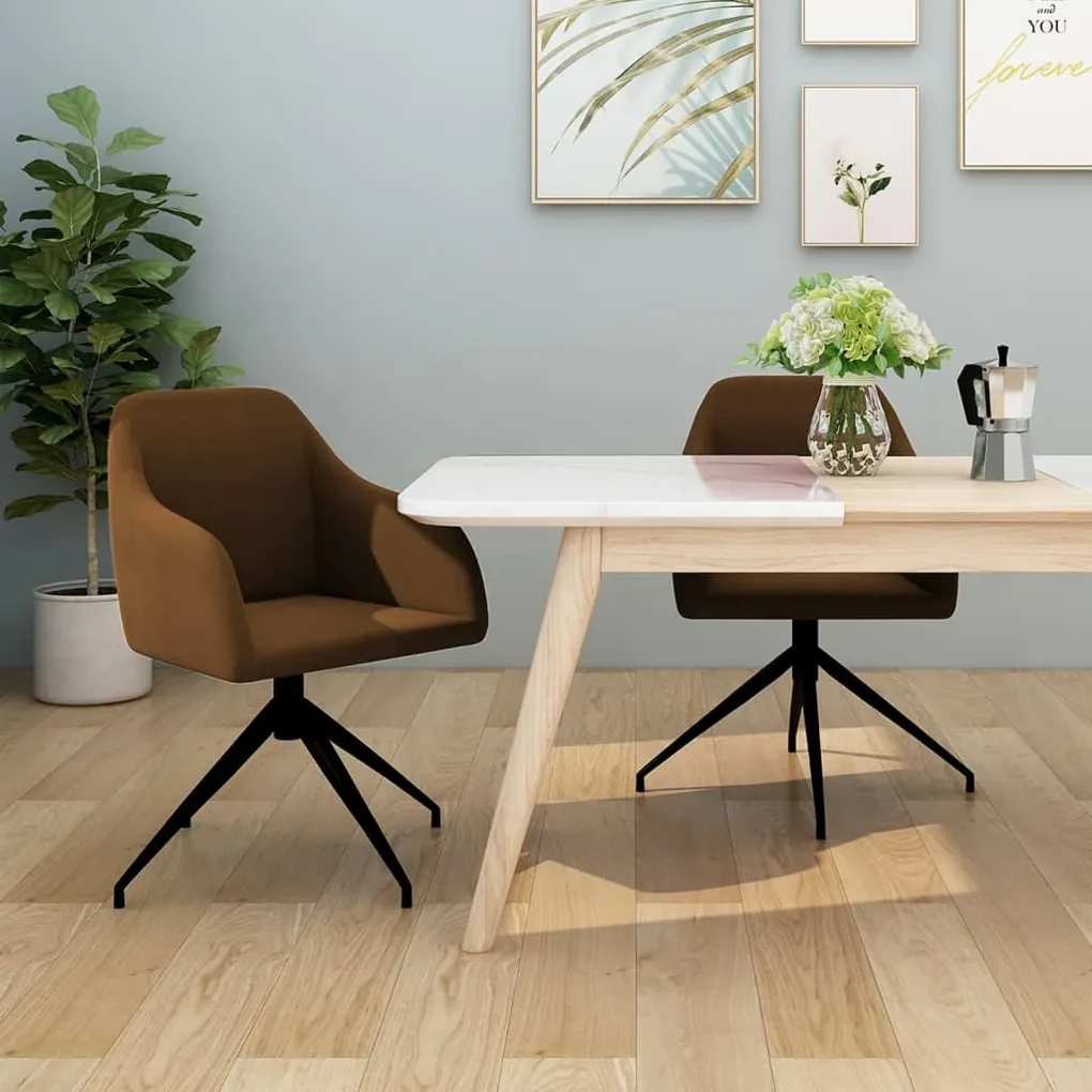vidaXL Eetkamerstoelen 2 st fluweel bruin