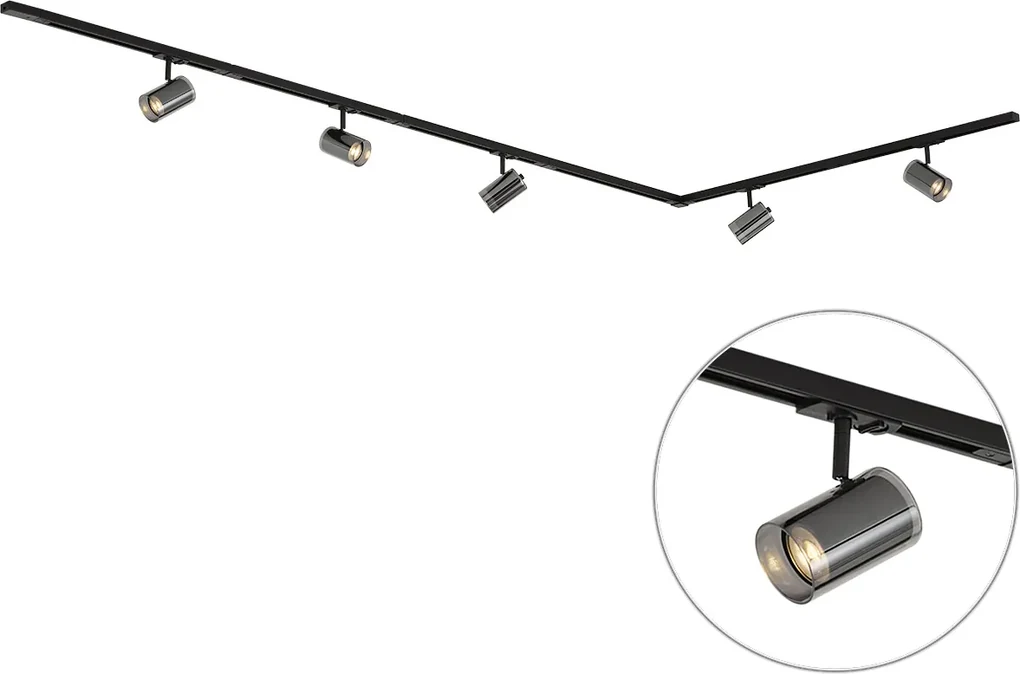 Modern railsysteem zwart me 5 spots 1-fase - Iconic Lloyd | BIANO