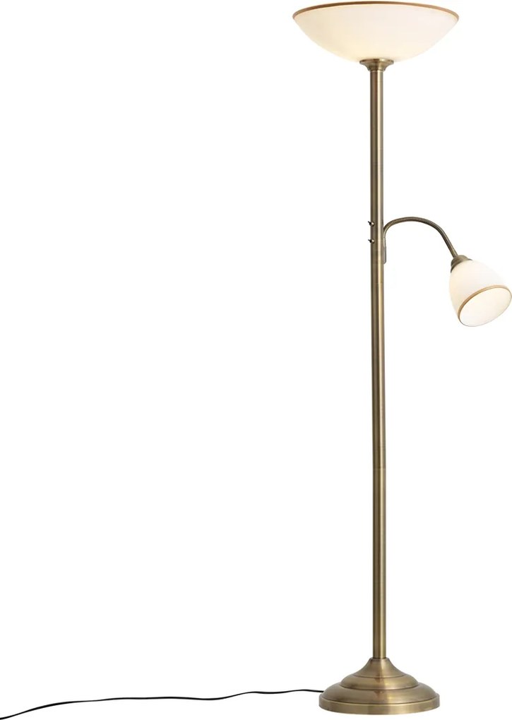 Klassieke vloerlamp brons met opaal glas 2-lichts - Katarina