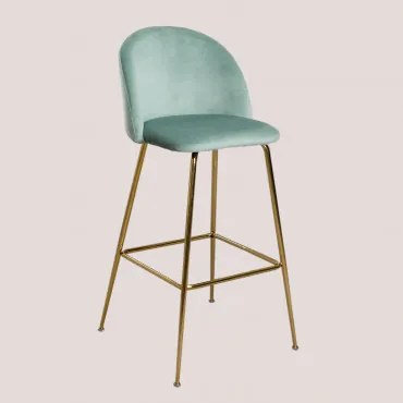 Set Van 2 Hoge Krukken In Fluweel Kana Design Goud & Grün Tanne & ↑75 Cm - Sklum