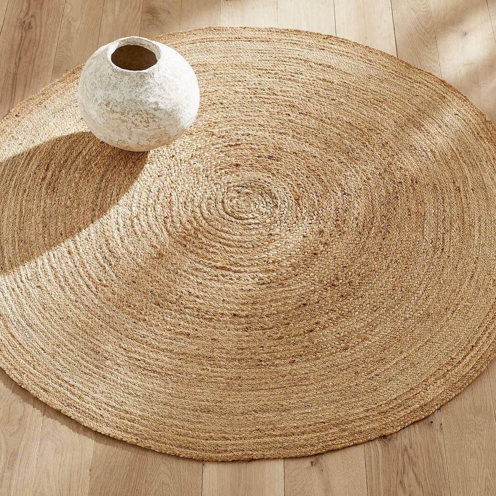 Rond vloerkleed Ø160 cm in jute, handgevlochten, Hempy