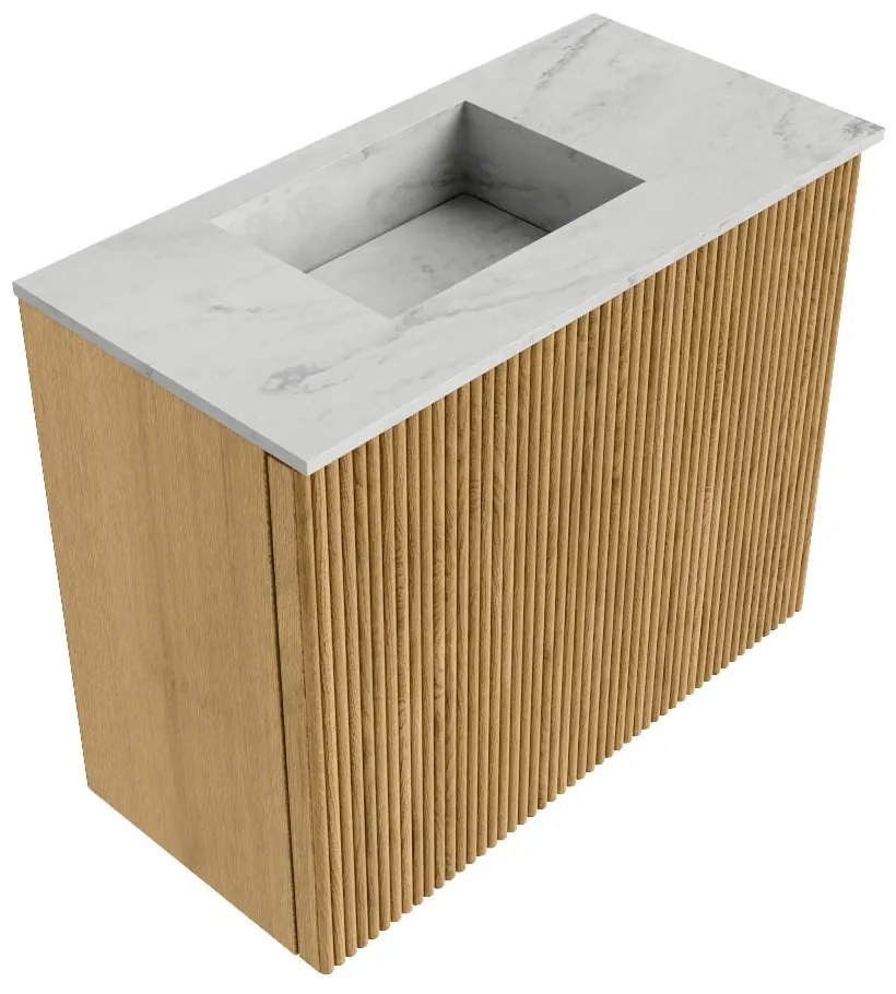 Mondiaz Joya DLux 50cm toiletmeubel oak met wastafel faye links zonder kraangat opalo