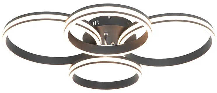 Plafondlamp zwart incl. LED 3-staps dimbaar 4-lichts - Navara