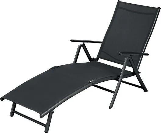 Aluminium ligstoel met zonnedak grijs XXL