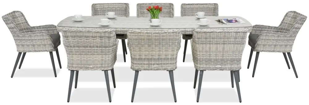 Exclusieve dining tuinset met grote tafel Cordoba voor 8 personen Garden Point wit