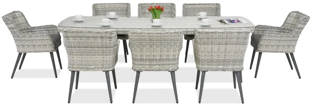 Exclusieve dining tuinset met grote tafel Córdoba voor 8 personen Garden Point wit