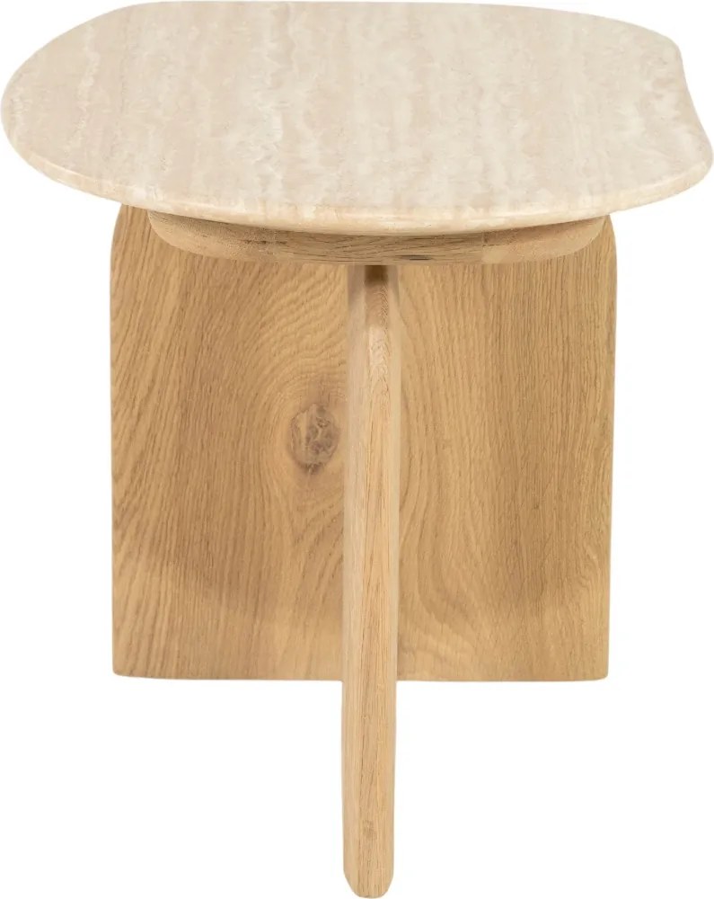 Ovale Bijzettafel Travertin - 60 X 38cm.