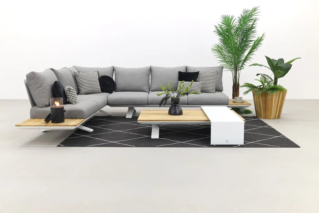 Suns Stockholm loungeset - White/teak - light antraciet