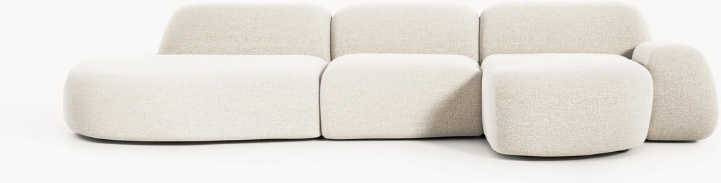 Modulaire bouclé hoekbank Wolke (4-zits) met chaise longue