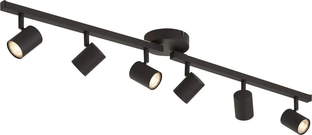 Moderne plafondspot zwart GU10 50mm 6-lichts incl. backlight en 3-way switch - Back Up