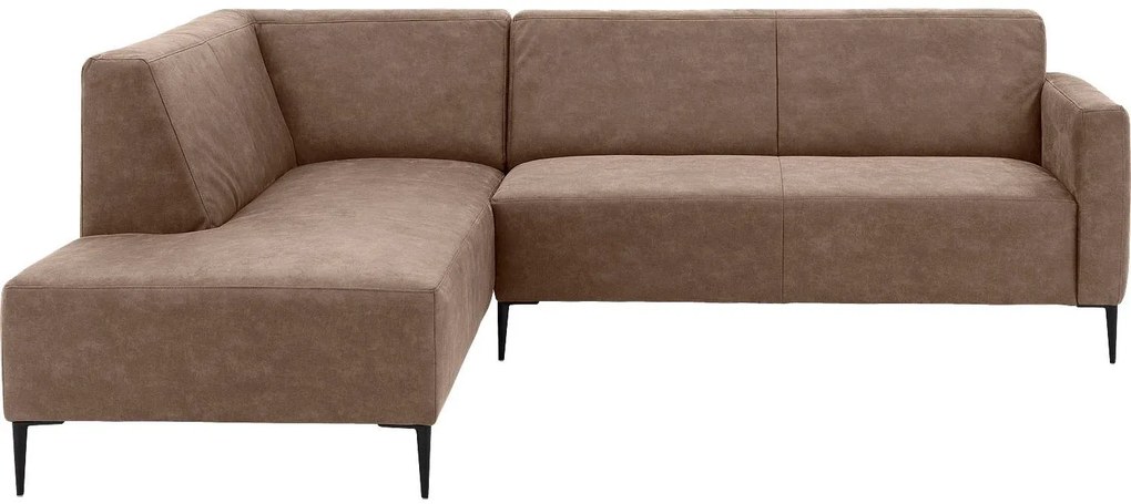 Goossens  Key West bruin, micro leer, 2,5-zits, modern design met ligelement links