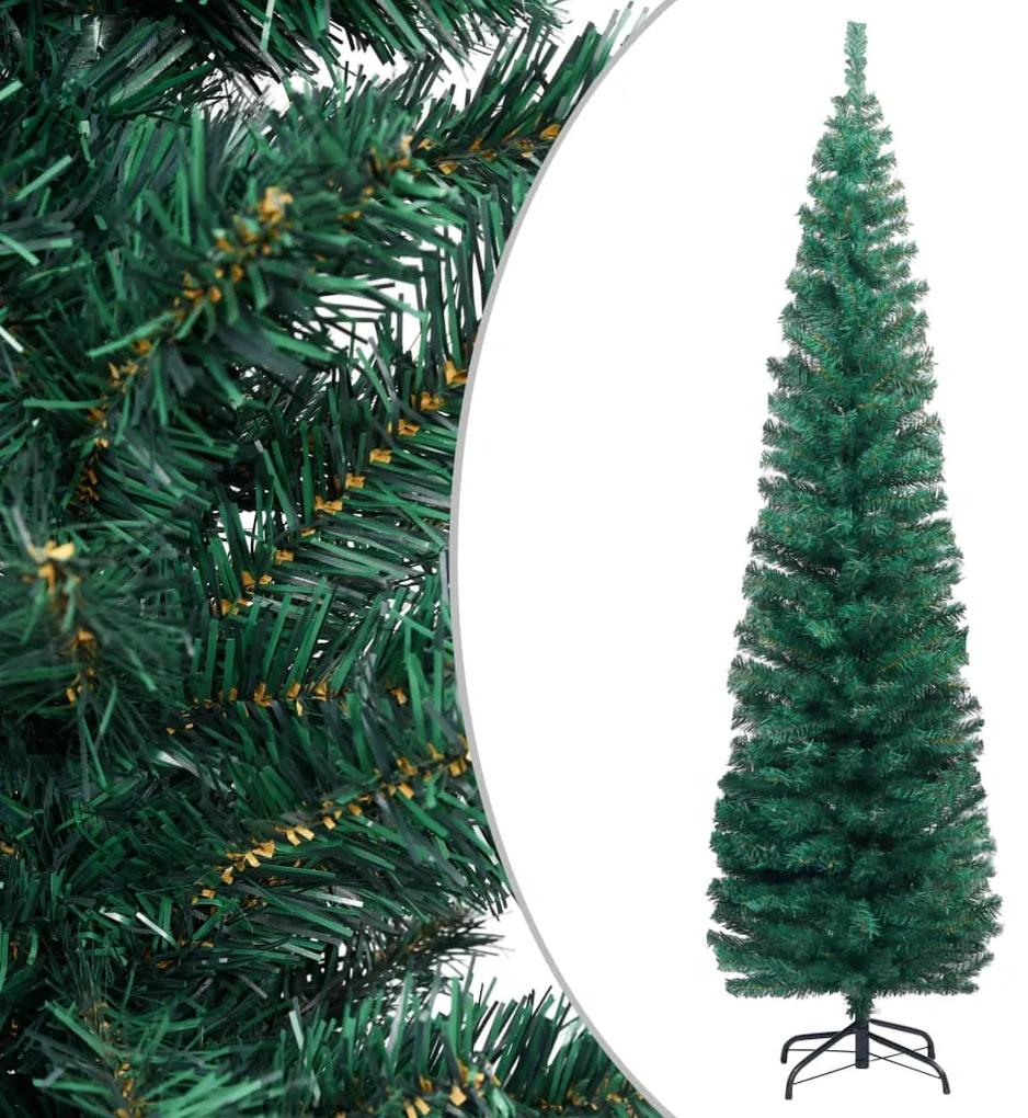 vidaXL Kunstkerstboom met LED's en kerstballen smal 210 cm groen