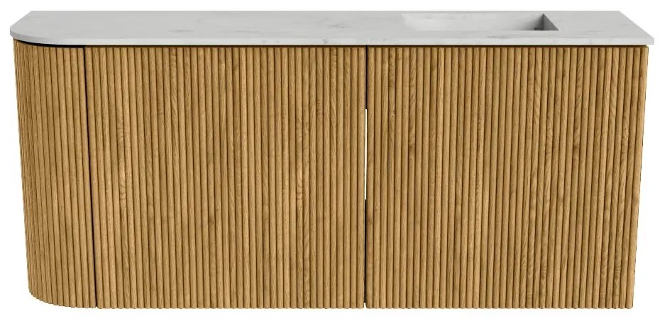 Mondiaz Joya DLux 90cm toiletmeubel ronding links oak met wastafel faye rechts 1 kraangat opalo