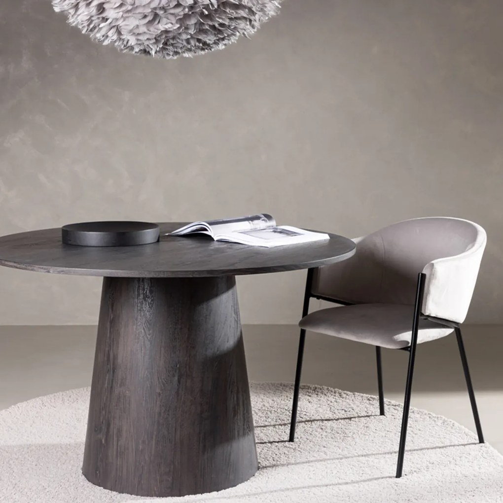 Ronde Eettafel Met Ronde Voet Donkerbruin - 120 X 120cm.