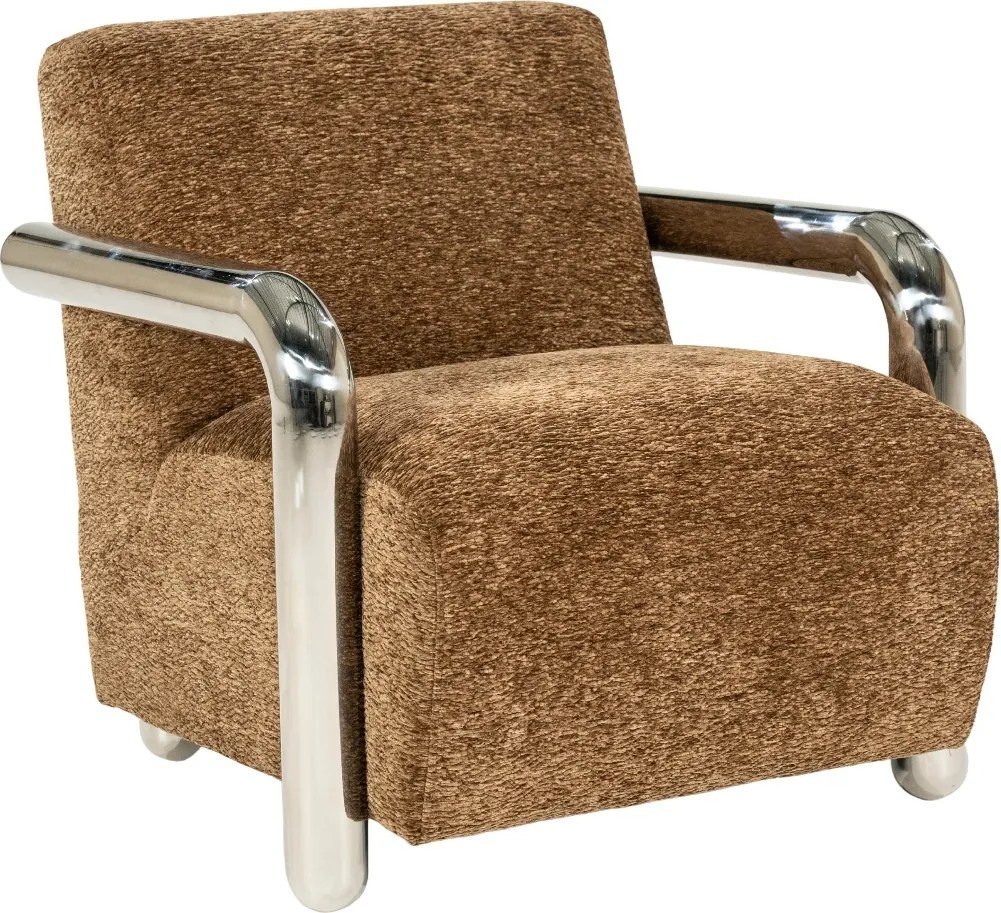 Fauteuil Chromen Armen Bruin