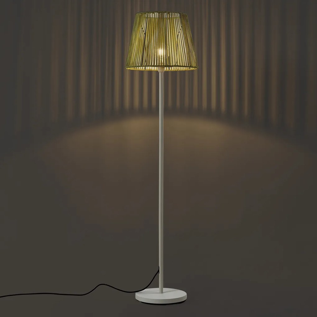 Buiten vloerlamp wit met kap groen touw IP44 - Virginia Jayla