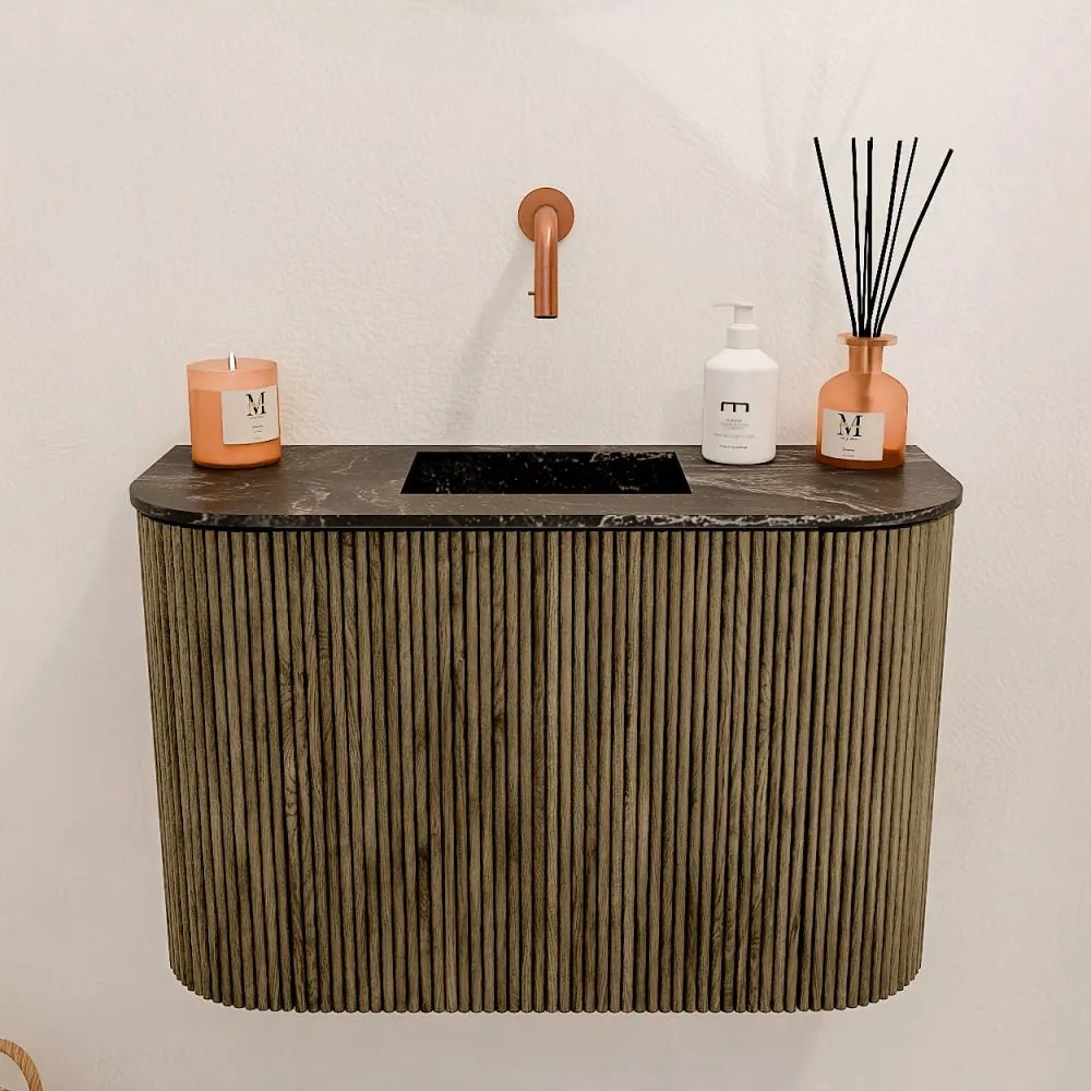 Mondiaz Joya DLux 65cm toiletmeubel ronding links/rechts dusk met wastafel faye midden zonder kraangat lava