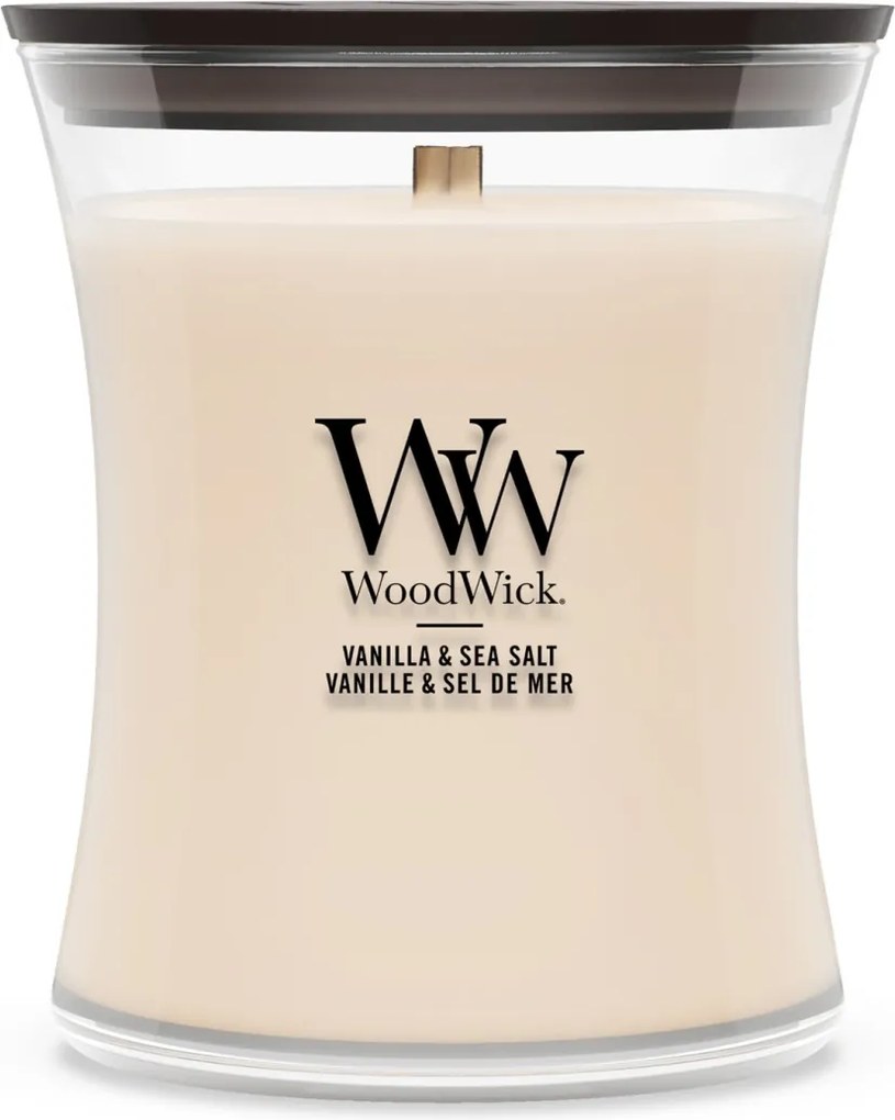 WoodWick geurkaars - Medium Hourglass - Vanilla &amp; Sea Salt