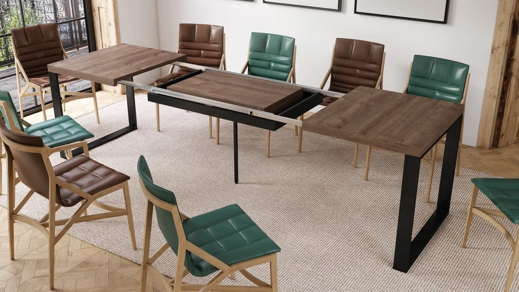 AVARI Bruin eiken - LOFT TAFEL VOOR WOONKAMER/EETKAMER UITKLAPBAAR TOT 270 cm!