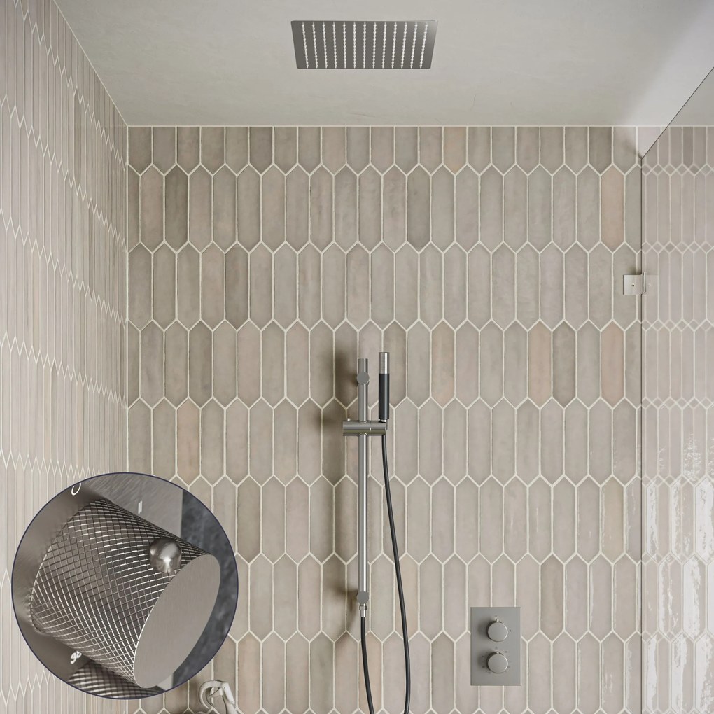 Saniclear Cube Curved Pro inbouw regendouche met inbouw douchekop 30x30cm, glijstang en staafhanddouche RVS