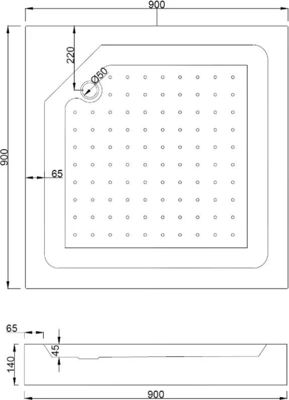 Mexen Rio vierkante douchecabine 90 x 90 cm, zwarte strepen, zwart + douchebak, wit - 860-090-090-70-20-4510