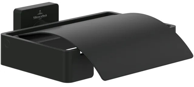 Villeroy & Boch Elements - Striking Toiletrolhouder met deksel - 131 x 115 x 45 mm - mat zwart TVA152013000K5