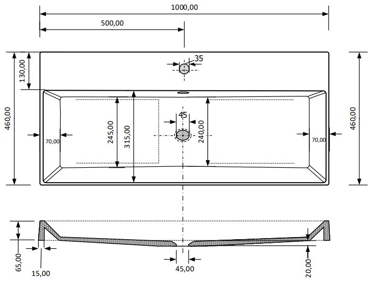 Fontana Kolo wastafelmeubel mat zwart 100cm zwarte wastafel 0 kraangaten met ronde spiegel