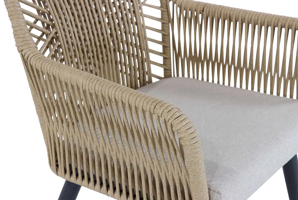 Tuinset 4 personen 180 cm Aluminium/wicker Taupe Coco Vedra/Montana